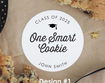 One Smart Cookie Labels,Graduation Thank you Stickers,Graduation Favor Stickers,Class of 2025 Stickers,Faux Gold Glitter Thank You Stickers