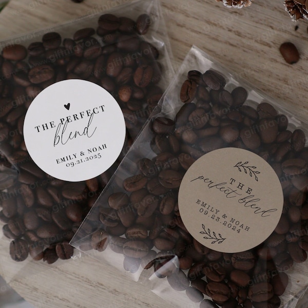 The Perfect Blend Labels,The Perfect Blend  Stickers,Coffee Bean Favor Labels,Wedding Favor Labels,Grounds For Celebration Labels