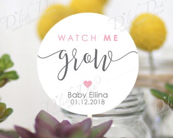 20 custom watch me grow tags,printed watch me grow tags,watch me grow succulent favor tags,custom baby shower tags,printed watch me grow