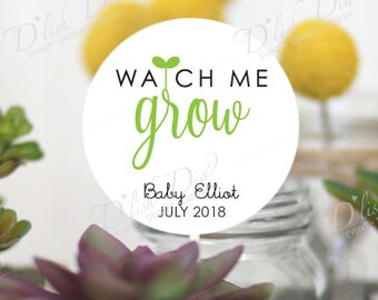 20 custom watch me grow tags,printed watch me grow tags,succulent favor tags,custom baby shower tags,printed watch me grow,printed tags