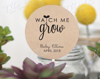 20 custom watch me grow tags,printed watch me grow tags,watch me grow succulent favor tags,baby shower tags,printed watch me grow,printed