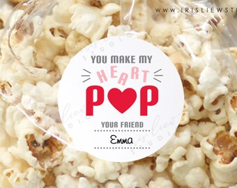 You Make My Heart Pop Stickers,Kids Valentines For School,Popcorn Valentines Stickers,Classroom Valentines,School Valentines,Class Valentines