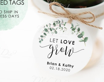 wedding Favor Tags Eucalyptus Favor Tags Plant Tags Let Love Grow Tags Favour Tags GP1 Greenery favor tag Printable Tags