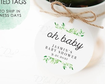 Oh baby tags,Greenery baby shower favor tags,Personalized oh baby tags,Printed Succulents tags,Custom favor tags,Greenery oh baby stickers