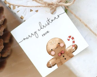 Digital Gingerbread Man Gift Tags,Printable Christmas Gift Tags,Printable Merry Christmas Gift Tags,Digital Merry Christmas Gift Tags