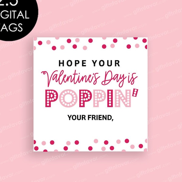 Hope Your Valentine's Day is Poppin',Class Valentine Tags,Pop It Toy Tags,Valentine Pop It Toy Tags
