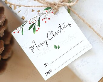 Utskrivbara julklappsetiketter, utskrivbara presentetiketter för god jul, gör-det-själv-juletiketter, digitala presentetiketter för god jul, julkransetiketter