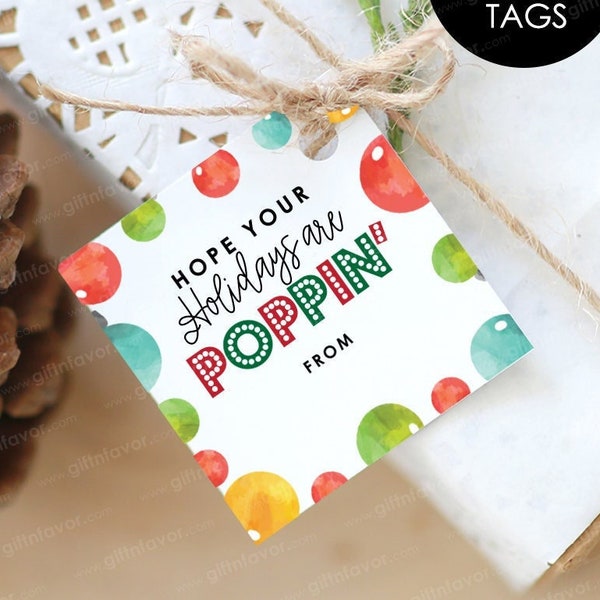 Digital Holidays Tags,Hope Your Holidays are Poppin' Tags,Holidays Pop It Gift Tags,Printable Holidays Gift Tags,Digital Push Pop Tags