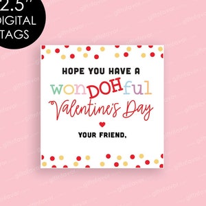 Hope You Have a WonDOHful Valentines&#39;s Day Tag,Play Doh Tag Printable,Digital Play Doh Label,Kids Valentine&#39;s Day Printable Tag