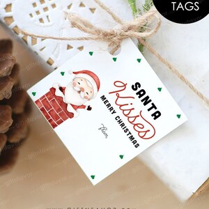 Santa Kisses Tags,Printable Christmas Gift Tags,Digital Kisses Tags,Digital Christmas Gift Tags,Christmas Gift Tag,Christmas Kisses  Tags