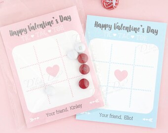 Kids valentines for school,Personalized Tic tac toe valentines,class valentines,school valentines,valentine game,valentine candy favors