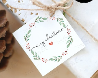 Digital Christmas Gift Tags,Printable Christmas Gift Tags,Printable Merry Christmas Gift Tags,Christmas Wreath Gift Tags,DIY Christmas Tags