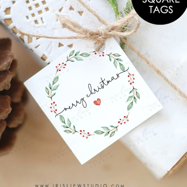 Digital Christmas Gift Tags,Printable Christmas Gift Tags,Printable Merry Christmas Gift Tags,Christmas Wreath Gift Tags,DIY Christmas Tags