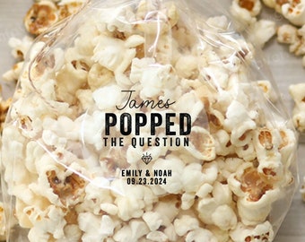 He Popped the Question Stickers,Bridal Shower Favor Stickers,Popcorn Labels,Because He Popped the Question Labels