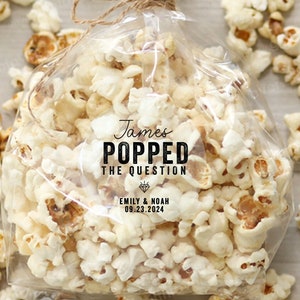 He Popped the Question Stickers,Bridal Shower Favor Stickers,Popcorn Labels,Because He Popped the Question Labels