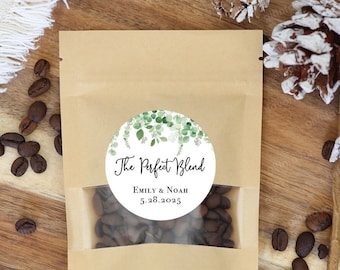 The Perfect Blend Stickers,Custom Coffee Bag Labels,Personalized Wedding Favor Labels,Coffee Bean Bag Labels,The Perfect Blend Labels