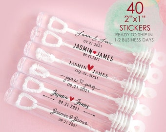 40 Personalized Wedding Bubble Labels [LABELS ONLY, tubes are NOT included]  Custom Wedding Bubble Labels, Personalized Wedding Favor Labels