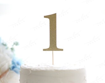 thumbnail image 2 of Gold Acrylic Number 1 Cake Topper – 11cm Tall – Happy Birthday Anniversary 2 of 6