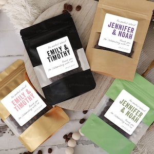 24 pcs Les sacs de café de mélange parfait, faveur de mariage personnalisée, sac de grains de café personnalisé, sacs de faveur de mariage, sacs de grains de café personnalisés