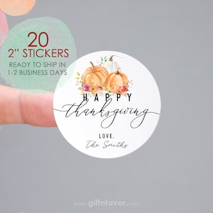 Happy Thanksgiving Gift Tags, Personalized Thanksgiving Day Gift Tags, Pumpkin Gift Tags, Thanksgiving Day Stickers