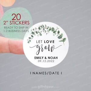 Let Love Grow Stickers,Greenery Wedding Favor Stickers,Personalized Wedding Favor Stickers,Custom Wedding Stickers,Succulent Favor Labels