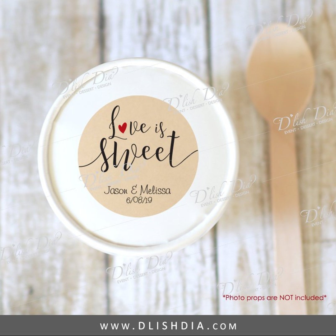 Pegatinas "Love Is Sweet" Para Regalos De Boda, Pegatinas Para