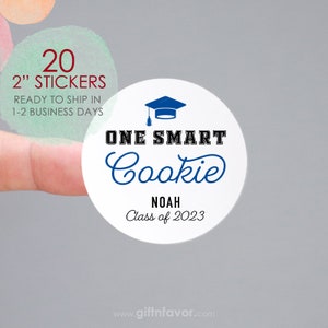 One Smart Cookie Labels,Graduation Thank you Stickers,Graduation Favor Stickers,Class of 2023 Stickers,Faux Gold Glitter Thank You Stickers