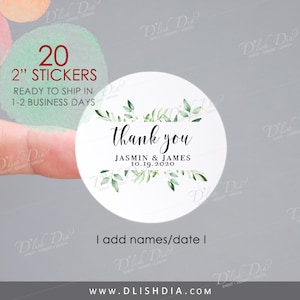 Greenery wedding favor stickers,Personalized wedding favor stickers,custom wedding stickers,custom wedding labels,Wedding thank you stickers