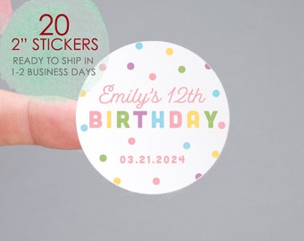 Colorful Birthday Favor Sticker,Birthday Favor Labels,Birthday Party Labels,Personalized Birthday Labels,Confetti Birthday Favor Labels