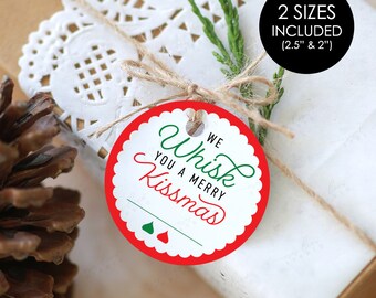 We Whisk You A Merry Kissmas Printable Tags, Christmas Printable Tags,DIY Christmas Tags,We Whisk You A Merry Christmas,Digital Gift Tags