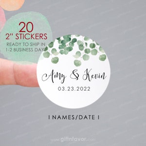 Greenery Wedding Favor Stickers,Personalized Wedding Favor Stickers,Custom Wedding Stickers,Custom Wedding Labels,Wedding Thank You Stickers