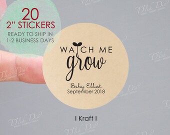 20 Watch me grow favor stickers,succulent favor stickers,watch me grow labels,baptism favor stickers,birthday favor stickers