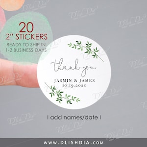 Greenery wedding favor stickers,Personalized wedding favor stickers,custom wedding stickers,custom wedding labels,Wedding thank you stickers