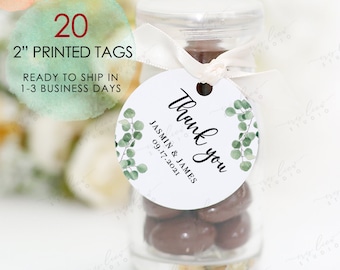 20 Wedding Thank You Tags,Greenery Wedding Favor Tags,Wedding ThankFavor Tags,Wedding Welcome Bag Labels.Printed Wedding Favor Tags