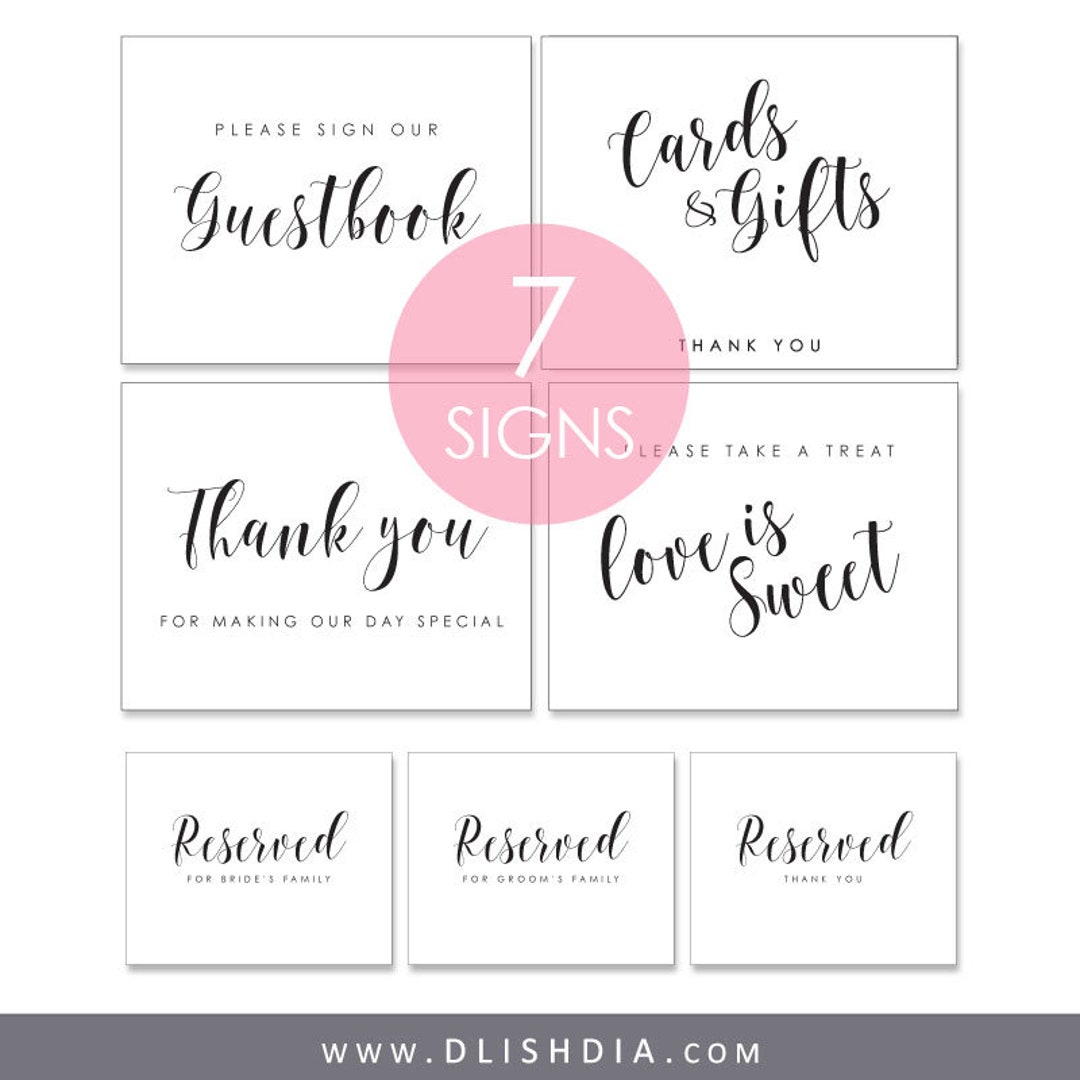 Printable Wedding Signs Bundle,wedding Signs,wedding Sign Set,instant ...