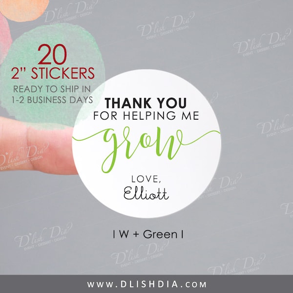 20 Thank you for helping me grow stickers,thank you stickers for teachers,succulent favor stickers,teacher appreciation day label