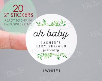 Greenery Baby shower stickers,Personalized baby shower stickers, oh baby stickers,Greenery oh baby stickers,Greenery thank you stickers