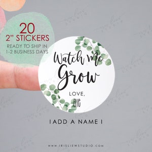 Stickers Regarde-moi grandir, Stickers faveur de plantes succulentes, Étiquettes Regarde moi grandir, Autocollants de cadeau de baptême, Étiquette de cadeau de baby shower, Cadeau de premier anniversaire