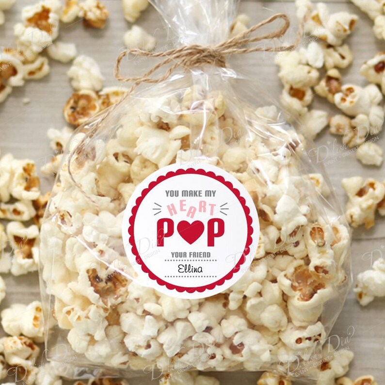 You make my heart pop stickers,kids valentines for school,popcorn valentines stickers,classroom valentines,school valentines