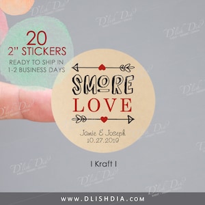 S'more Love favor stickers,S'more favor labels,Personalized S'more label,S'more wedding favor stickers,S'more baby shower stickers