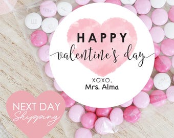 Happy Valentine's day stickers,Personalized valentine's day stickers,Kids valentines for school,Classroom valentines,School valentines