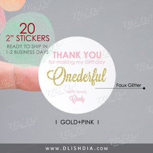 Bedankt voor het maken van mijn verjaardag ONEderful stickers, onederful labels.onederful stickers, gepersonaliseerde dank u stickers, eerste verjaardag label