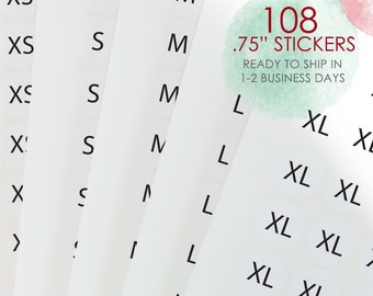 Size Stickers, Size Labels,Clothing Size Stickers,Small Stickers,Clothing Size Round Sticker Labels,108 Stickers