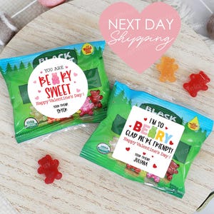 May include: Two small bags of gummy bears with Valentine's Day themed stickers. The stickers say "You are Beary Sweet" and "I'm so Beary Glad We're Friends!"