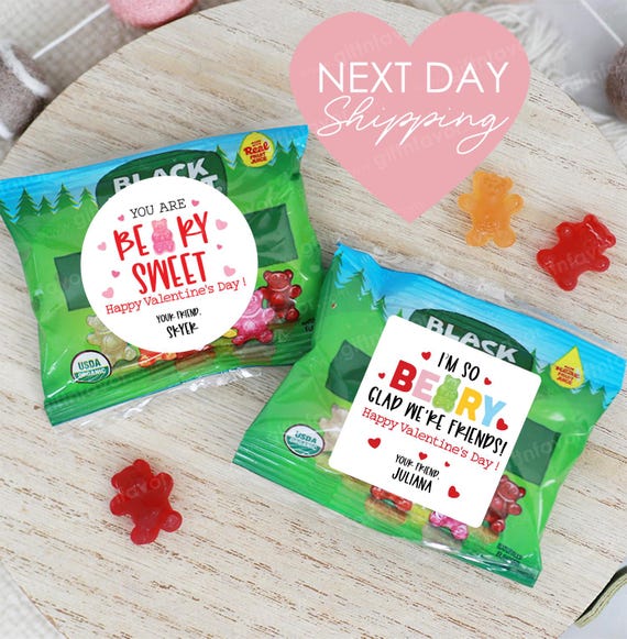 Kids Valentine's Day Class Exchange Stickers,Gummy Bears Valentines Day Stickers,Classroom Valentines