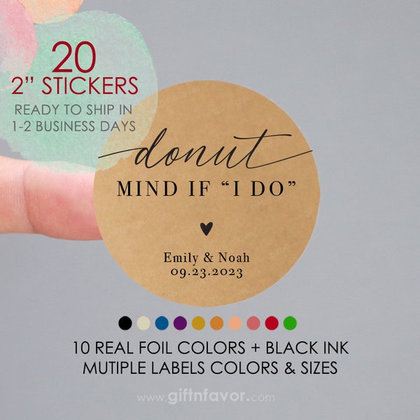 Donut Mind if I Do Stickers,Wedding Stickers,Donut Favor Stickers,Donut Favor Labels,Personalized Wedding Favor Stickers,Wedding Donut Tag