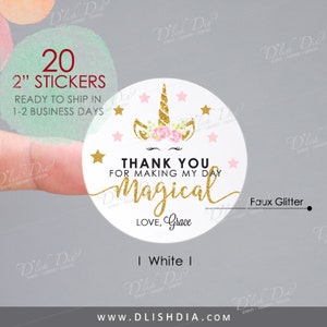 Unicorn birthday party favor stickers,Magical birthday favor labels,thank you for making my day magical stickers,unicorn party favor labels