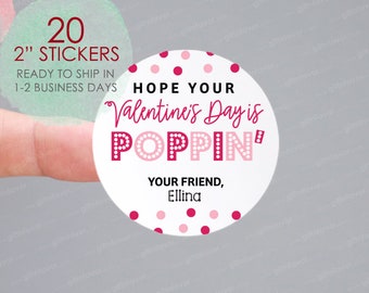 Hope Your Valentine's Day is Poppin Stickers,Class Valentine Tags,Pop It Tags,Valentine Pop It Toy Tags,Valentines' day Labels