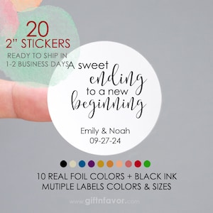 A Sweet Ending to a New Beginning sticker,Custom a Sweet Ending to a new beginning label,custom wedding favor stickers,candy favor label
