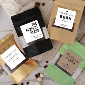 24 pcs The Perfect Blend Coffee Bags,Thanks for Bean Here Bags,Personalized Wedding Favor,Personalized Coffee Bean Bag,Wedding Favor Bags